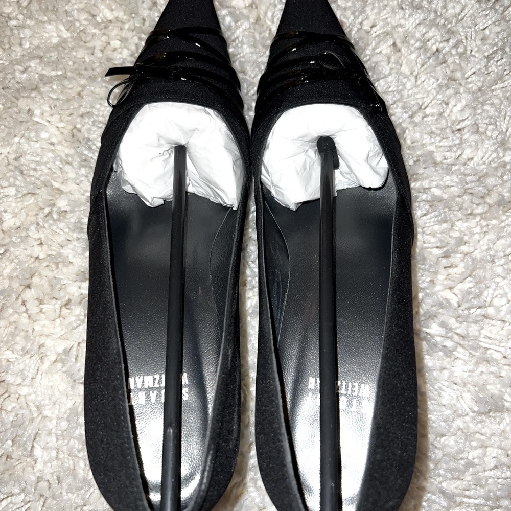 Black Stuart Weitzman heels, cute strappy bow, like new